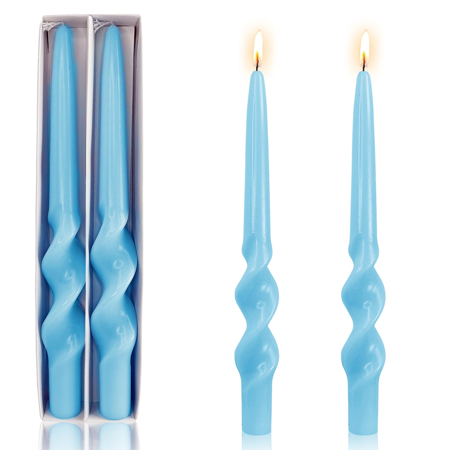 Blue Candle Sticks Spiral Taper Candles Twisted Candlestick Unscented Long Candlesticks Smokeless Tapered Candles for Home Wedding Party Dinner Home Decoration