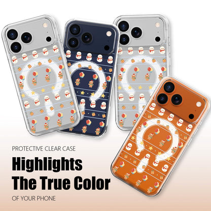 MAYCARI Christmas Phone Case for iPhone 17 Pro Max Compatible with Magnet Balloon Bear Snowman Clear Magnetic Phone Cover for Girls Women TPU Hard Back Shockproof Protective Case for Apple 17PM 6.9"