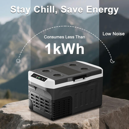 Eeivess 12 Volt Refrigerator, 23QT(20L) Portable Freezer Compressor Cooler, 12/24V DC & 110-240V AC, -4℉~68℉ Dual Mode, Car Fridg for Camping, Travel, Truck, RV, Boat
