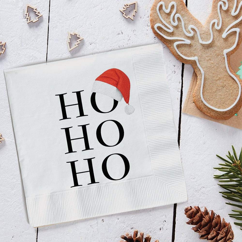 OLYPHAN Santa Napkins Funny Christmas Napkins Paper Cute Fun Holiday Party Napkin 40 Pack, Disposable 6.5 Inches Dinner Parties, Cocktail, Luncheon, Lunch Buffet, Appetizer, Dessert