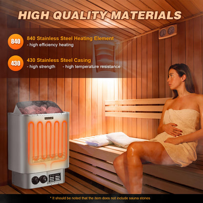 Mxmoonant Sauna Heater, 6KW 220V Electric Sauna Heaters Stove Dry Steam Sauna Bath for Home Hotel Spa Max. 300 Cu.ft with Sauna Hygrothermograph