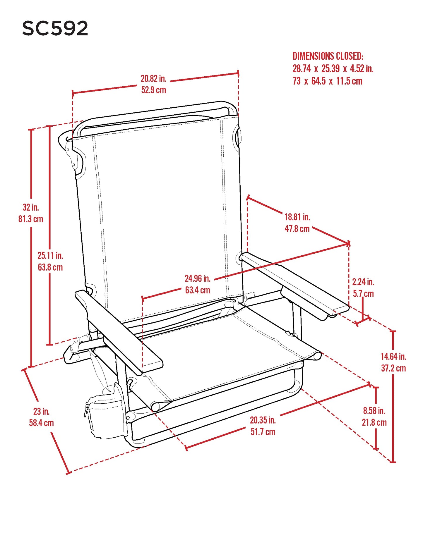 Tommy Bahama 5-Position Classic Lay Flat Folding Backpack Beach Chair, Polyester, Navy