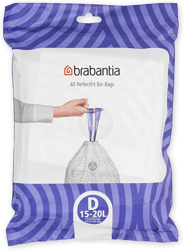 Brabantia PerfectFit Trash Bags Thick Plastic Trash Can Liners