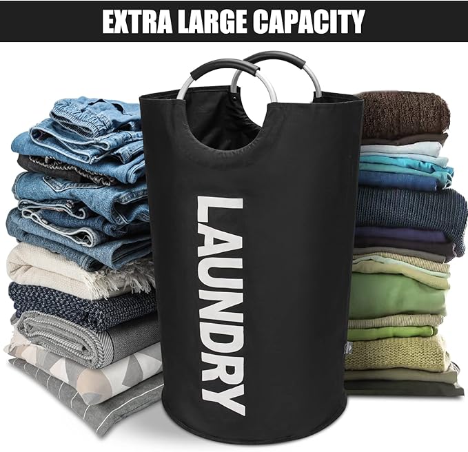 DOKEHOM 125L X-Large Laundry Basket, Collapsible Laundry Bag, Freestanding Tall
