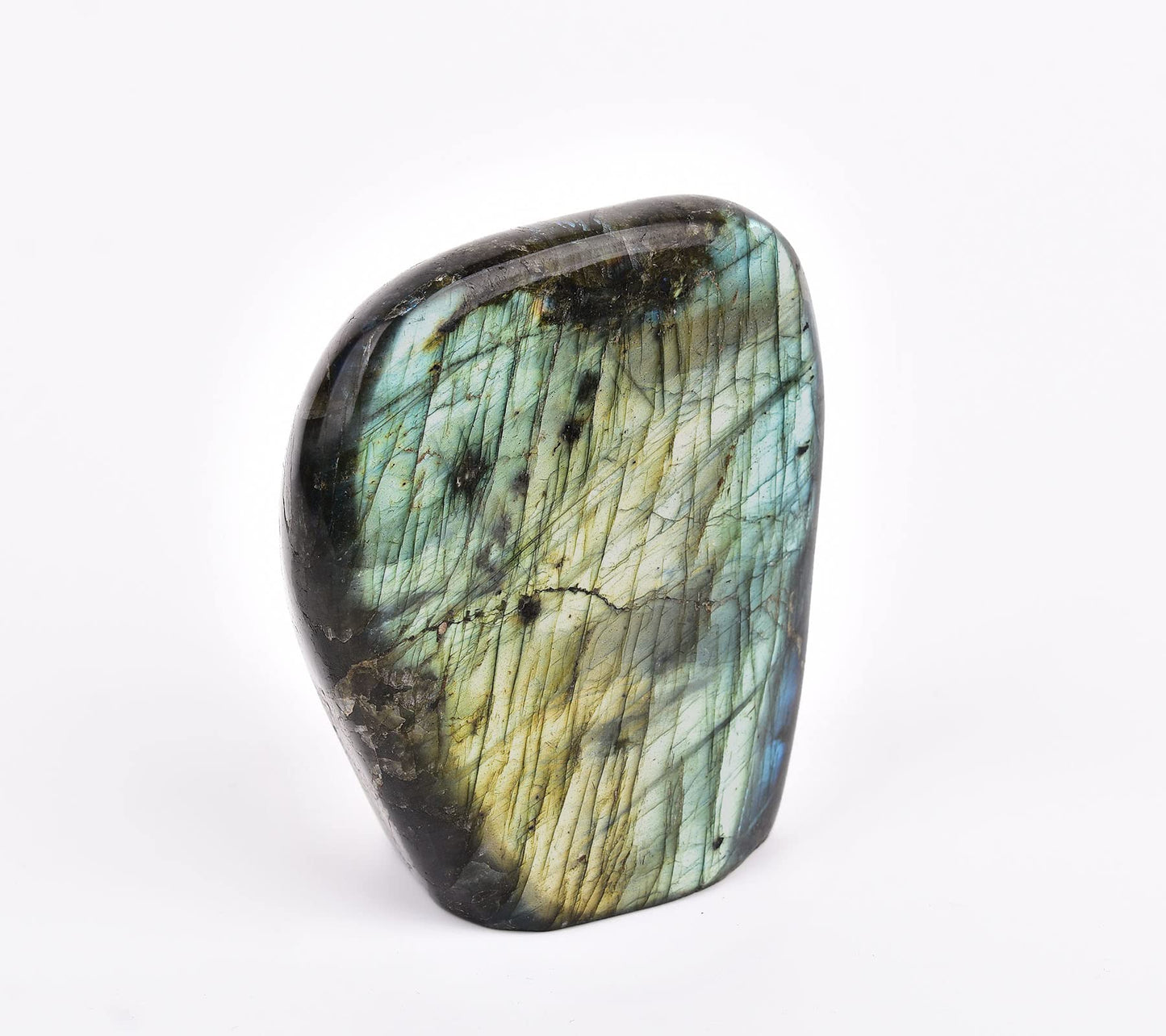 AMOYSTONE Single Decorative Stone Labradorite Polished Stone Slab Crystal Aura Healing Reiki Home Decor Small 0.8-1.3 LBS