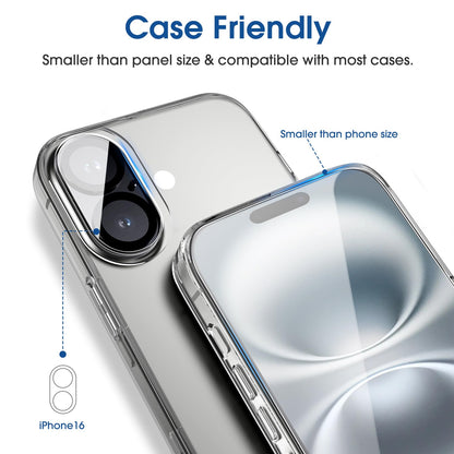 amFilm Auto-Alignment OneTouch for iPhone 16 [6.1''] Screen Protector + Camera Lens Protector, Tempered Glass, 30 seconds Installation, Bubble Free, Case Friendly, Anti-Scratch [2+2 Pack]