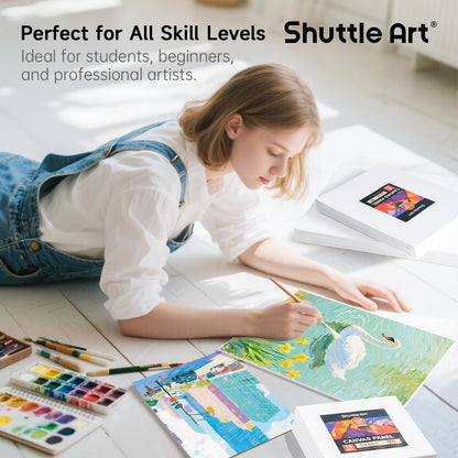 Shuttle Art 36 Pack Canvas for Painting, Blank Canvas Multipack, 5x7, 8x10, 9x12, 11x14 inch (9 PCS of Each), 100% Cotton Primed White Painting Canvas Board for Kids Adults Acrylic Oil Painting