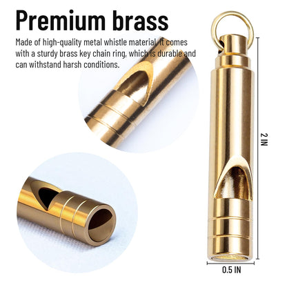 2PCS Brass Survival Whistles, 125dB Loud Emergency Whistle, Safety Whistle with Lanyard for Adults Hiking, Camping, Outdoor, Pet Training and Coaching