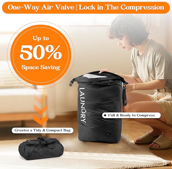 Compression Laundry Bag for Travel, Dirty Clothes Travel Laundry Bags,