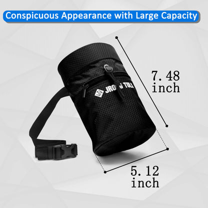 Chalk Bag for Rock Climbing Bouldering, Sealable Drawstring Closure, Capacious Zippered Pocket Athletic Chalk Bag with Waist Belt for Weightlifting, Gymnastics, Crossfit (Black)