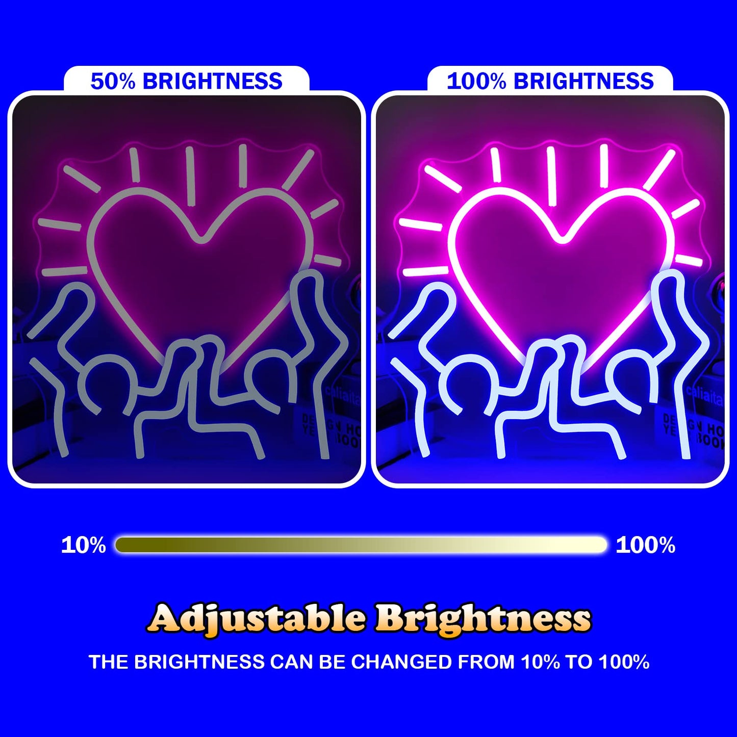 Graffiti Heart Neon Sign LED Signs for Wall Dimmable Heart Neon Light Up Signs for Bedroom Man Cave Neon Wall Art Decor Gifts for Teens