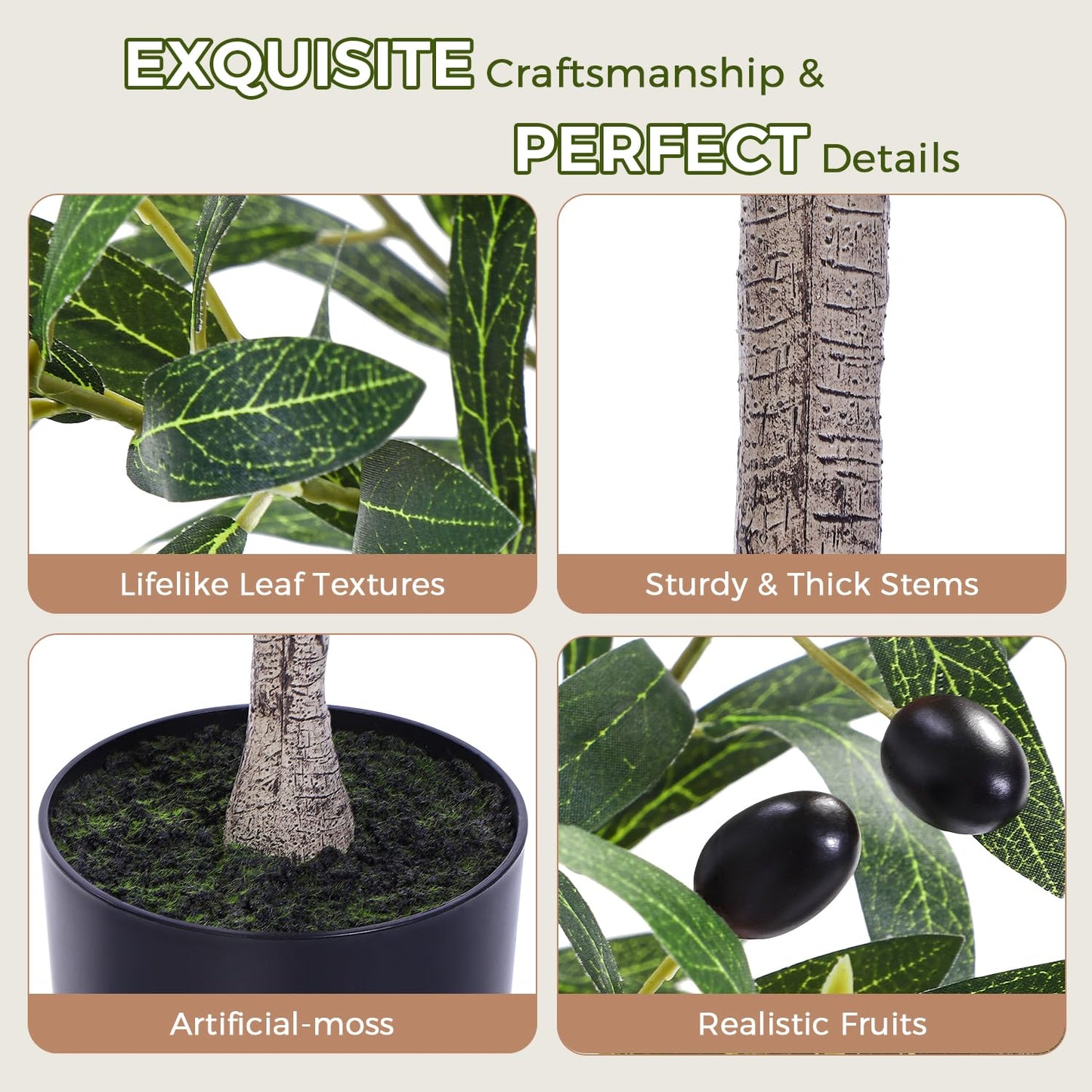 Jocoevol Olive Tree, 7FT Artificial Indoor Tall Faux Olive Trees w/Planter & Natural Wood Trunk and Lifelike Fruits, Fake Olive Artificial Tree for Home Office Decor