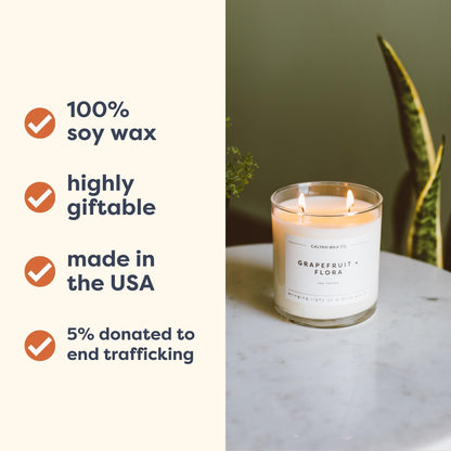 Calyan Wax Co. Cedar & Tobacco 2 Wick Scented Candle - 37 Hour Burn - Luxury Clean Soy Wax Candles - Long Lasting Large Glass Jar Candle for Home - 8.8oz