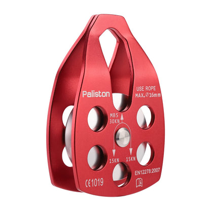 Paliston 30kN Climbing Pulley with Ball Bearing for Rock Climbing Arborist Red