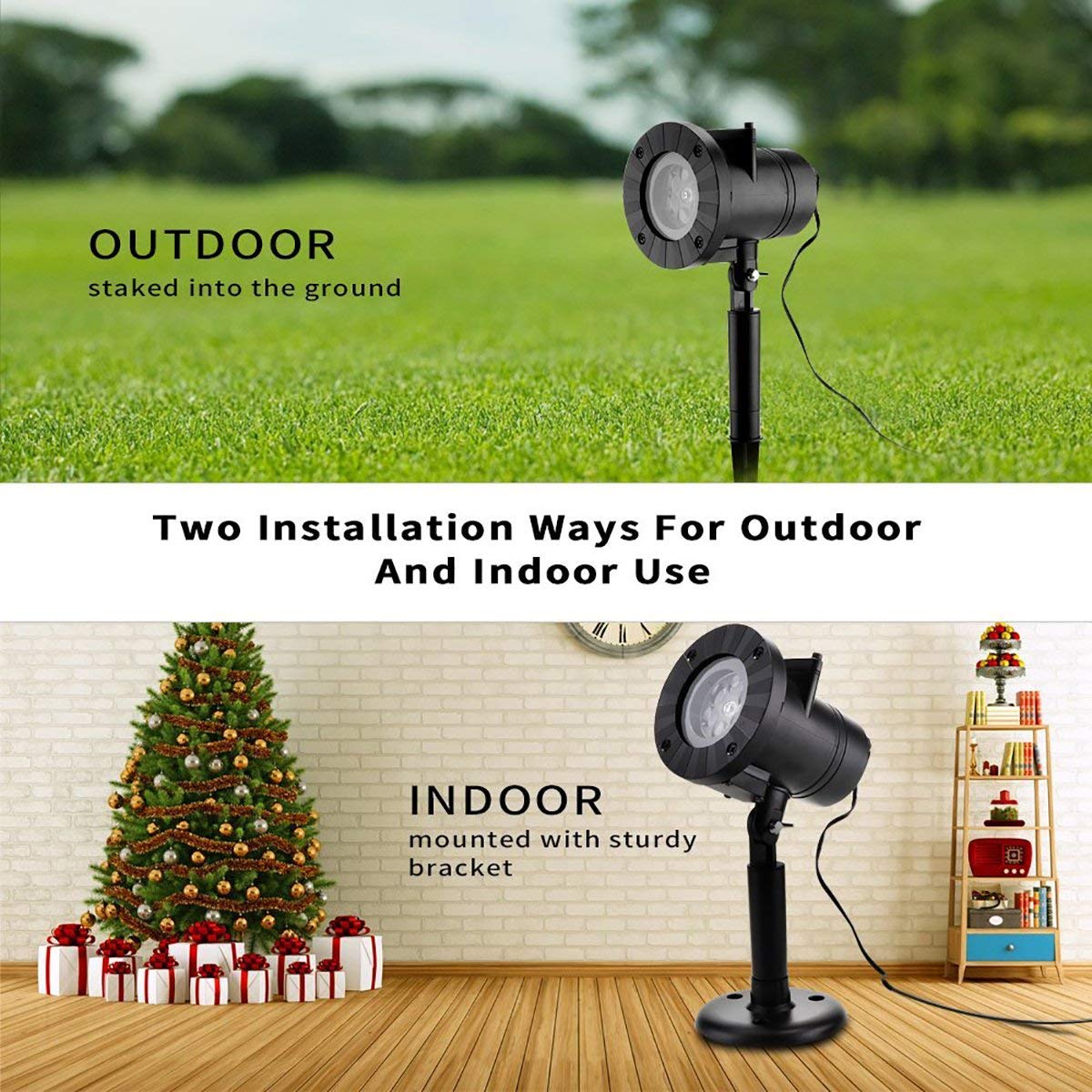 TEDD Halloween Projector Lights Waterproof Led Landscape Lamp Christmas Decorations 12 Replaceable Lens Moving Snowflake Spotlight Star Shower Indoor Outdoor for Xmas Party Garden House Home Wall