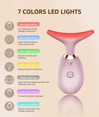Red-Light-Therapy-for-Face and Neck, 7 Color Light Based Facial Massager, Portable Skin Care Tool (Black)