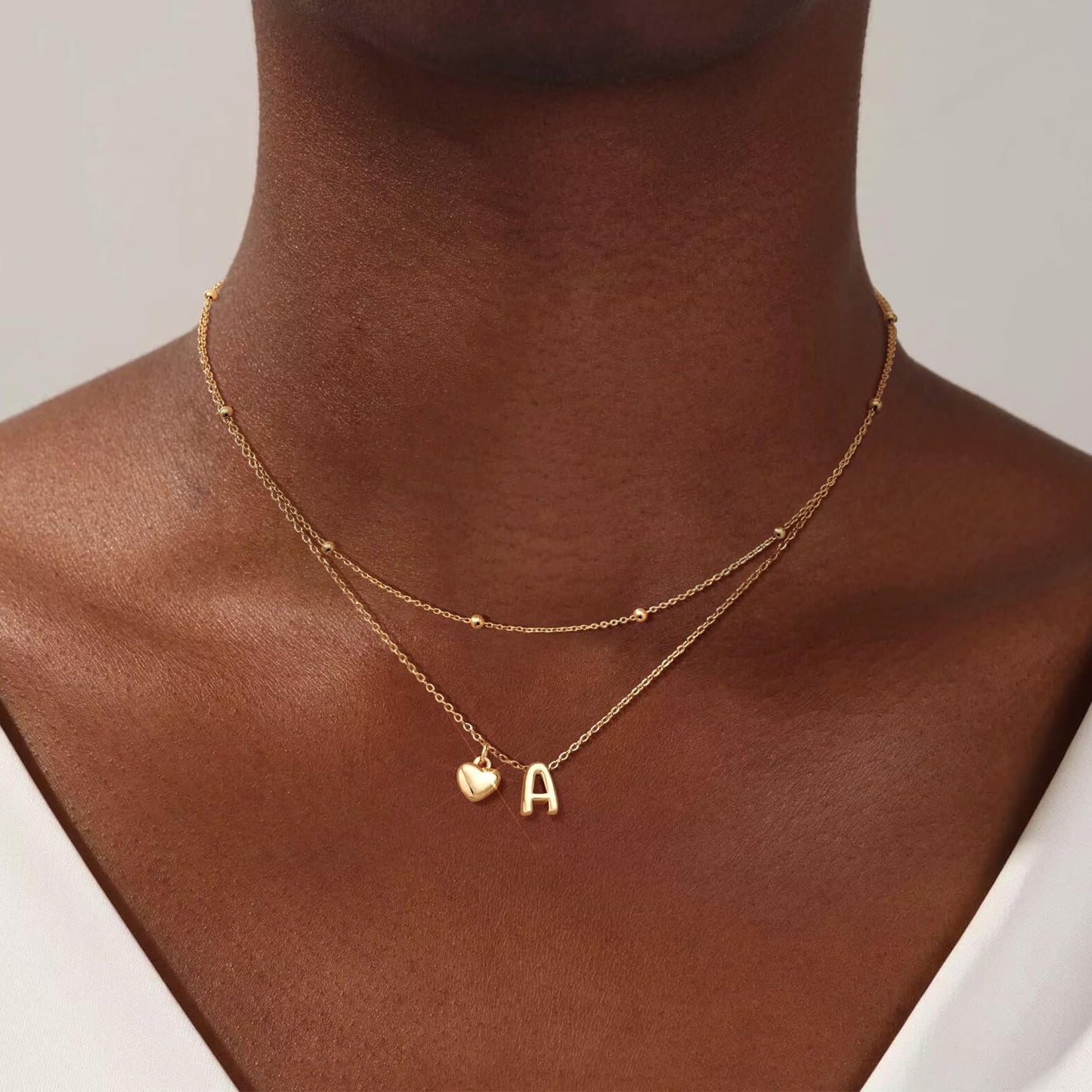 adoyi Gold Heart Initial Necklaces for Women Hers Dainty 14K Gold Plated Heart Initial Necklaces Layered Letter X Pendant Necklace Stack Birthday Valentines Gifts for Women Jewelry