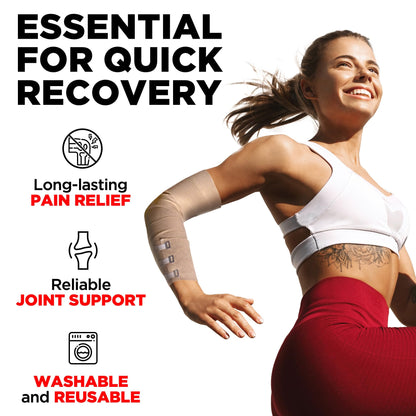 Premium Elastic Bandage Wrap - 4pk (2x3in, 2x4in) + 12 Extra Clips - Strong Compression Bandage Wrap for Leg, Arm, Wrists, Elbow, Ankles, Feet and Knees - for First Aid Kit and After Surgery Recovery