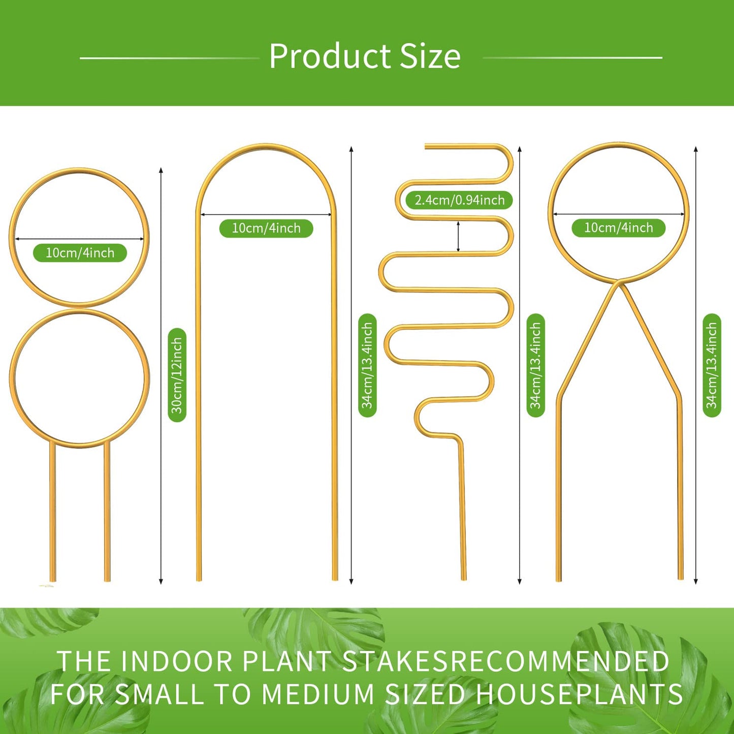 4 Pcs Small Metal Trellis for Potted Plants,Gold Trellis for Climbing Plants Indoor,Small Trellis for Potted Plants Support Stake House Plant Trellis for Garden Potted Plant,Hoya,Pothos,Flower