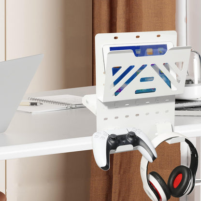 MAXECHO Desk Side Storage, Under Desk Laptop Mount, Table Side Hanging File Organizer, No Drill Clamp On Cable Management Tray, Laptop Holder with Magnetic Pen Holder for Office and Home, Load 22 Lbs