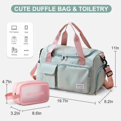 Small Gym Bag for Women, Travel Duffle Bag Carry On Weekender Bag with Shoe Compartment, 05#green, Gym Bag & Toiletry Bag, Gym Bag&toiletry Bag