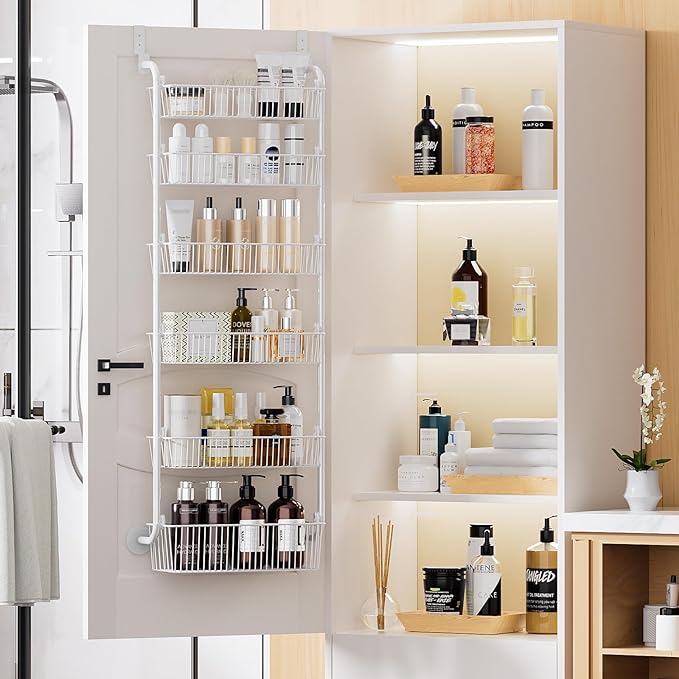 Delamu Large Over the Door Pantry Organizer, 6-Tier Metal Pantry Door