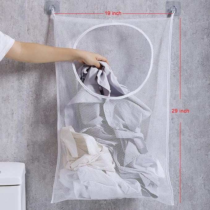 ZIIYAN 2 Pack Door Hanging Laundry Hamper Bag, Mesh Laundry Bag, Large Dirty