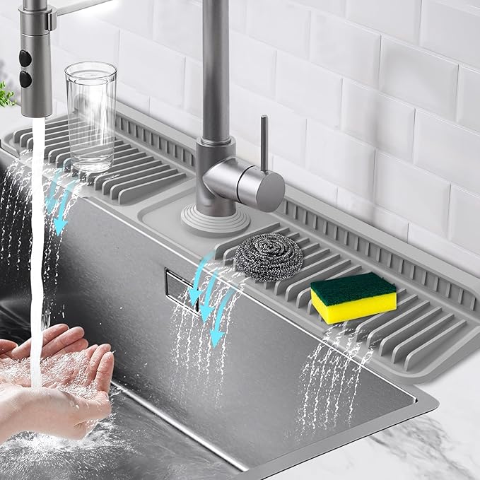 24-Inch Kitchen Sink Splash Guard Mat | 7° Slope