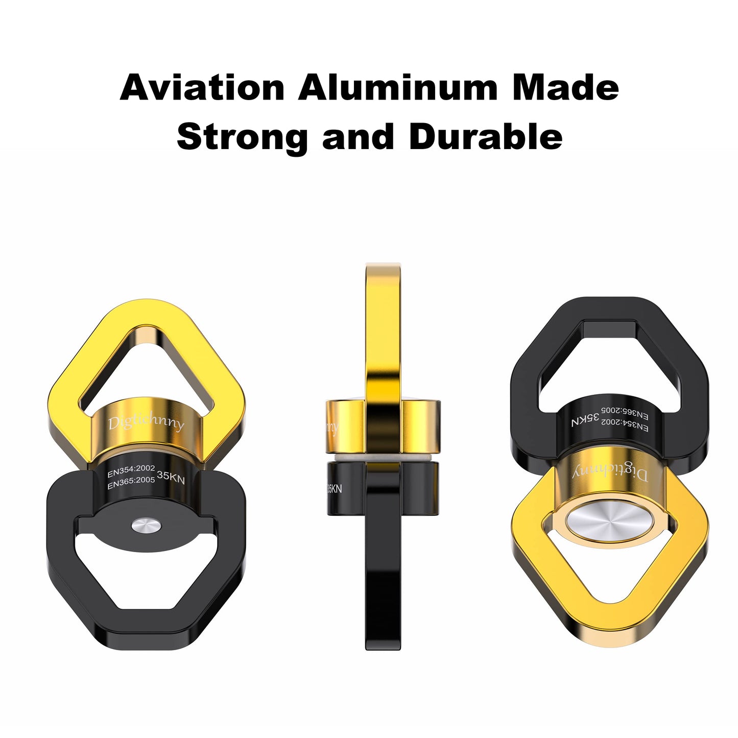 Digtichnny Swing Swivel, 35KN Safety Rotational Device, Swing Spinner for Web Tree Swing, Aerial Dance, Children's Swing, Hanging Hammock Black-Gold