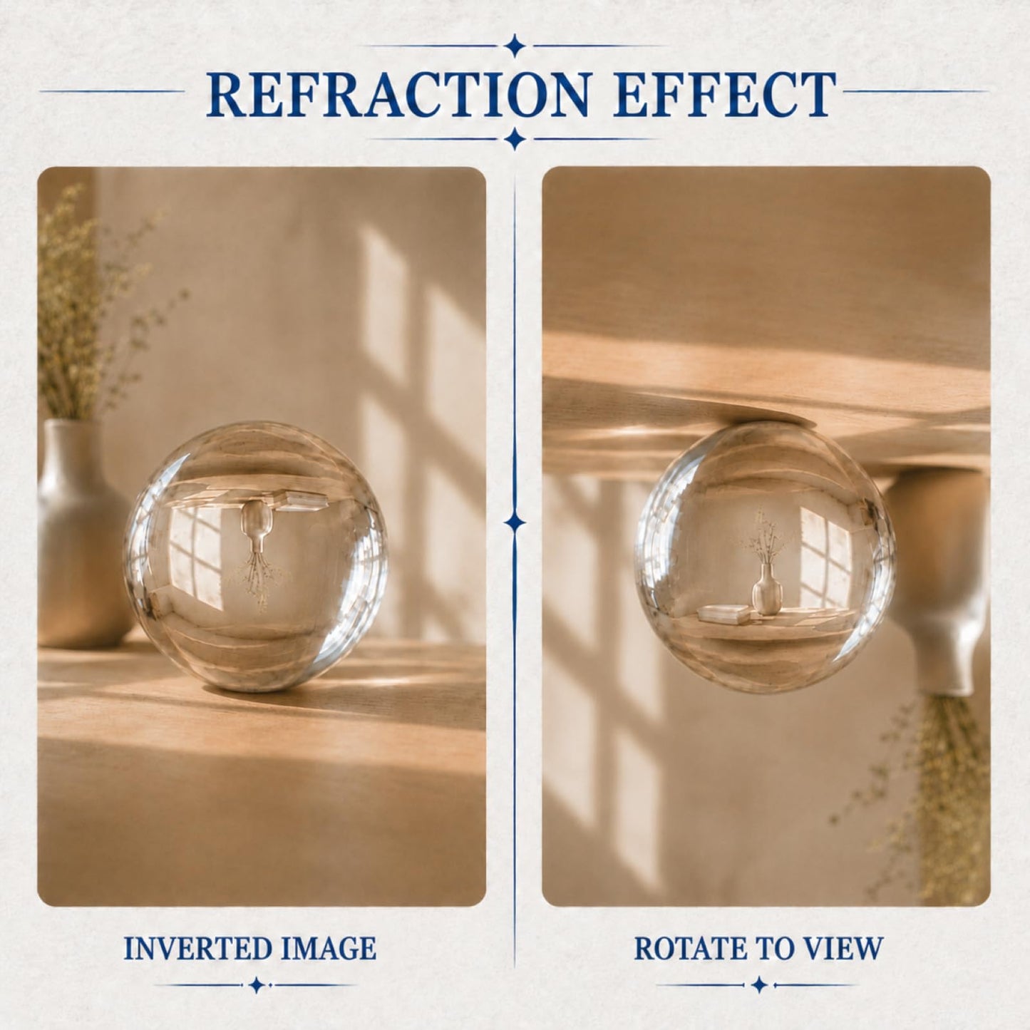 Woodvine Crystal Ball 80mm Clear K9 Crystal Sphere with Metal Stand and Gift Box, Lensball Photography Prop, Home Decor, Feng Shui Decorative Gift (Clear-80mm)