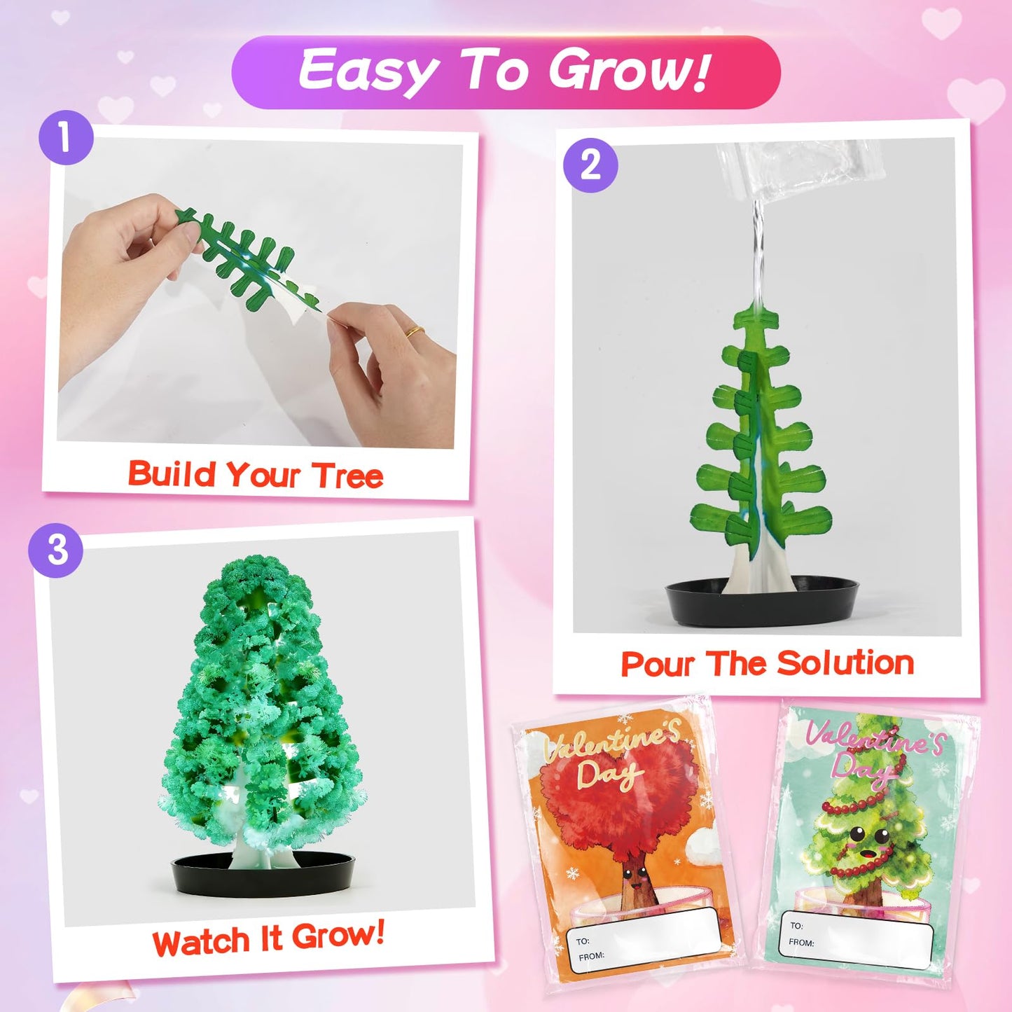 Ppotyo 24 Pack Growing Crystal Trees Kit With Greeting Cards for Kids STEM Science Experiment Craft Party Favors School Classroom Gifts Exchange Goodie bags for Boys and Girls