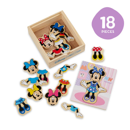 Melissa & Doug Disney Minnie Mouse Dress-Up Puzzle, 18 Pieces Mix and Match Outfits, Sorting & Matching Toy with Storage Case, Educational Puzzle for Toddlers Ages 3+
