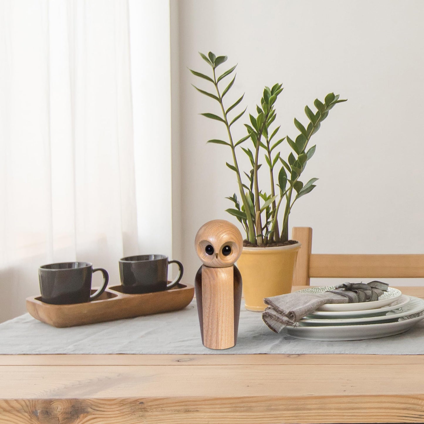 Rock & Branch Owl Refillable Pepper Grinder, Manual Pepper Mill with Ceramic Grinder and Adjustable Coarseness