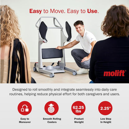 Molift Transfer Pro Hospital-Grade Stand Assist Lift, Manual Sit to Stand Lift for Elderly & Disabled, 440lb Capacity, 2025 Red Dot Award Winner, Professional Rehab & Home Care Seated Transfer Assist