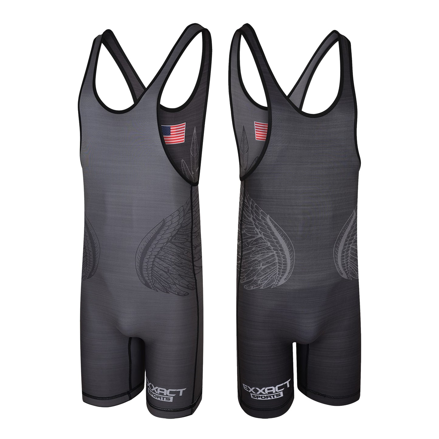Exxact Sports Reversible Men's Wrestling Singlet, High-Performance Powerlifting Singlet, Wrestling Singlets for Men (Black/Gray, AS)
