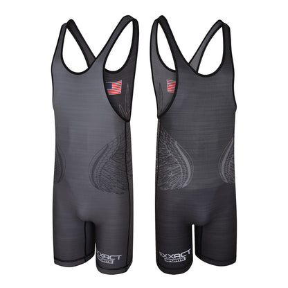 Exxact Sports Reversible Men's Wrestling Singlet, High-Performance Powerlifting Singlet, Wrestling Singlets for Men (Black/Gray, AS)