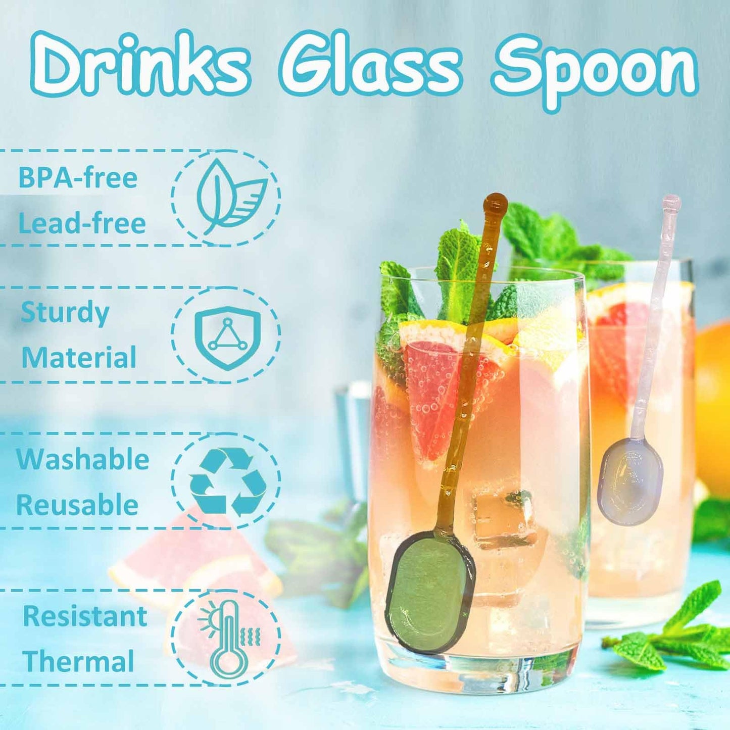TMXAOK 5 Pieces Coffee Spoons, Glass Coffee Stirring Spoon, Espresso Stirring Spoon, Coffee Teaspoons, 6inch Coffee Stirrers for Tea Cocktail Milkshake Cold Drink Home Bar Party
