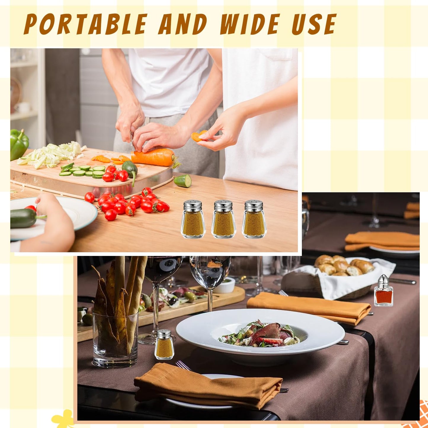 BOSMIOW 6Pack Small Glass Spice Jars with Silver Cap,Clear Mini Salt Holders,Durable Pepper Shakers,Empty Seasoning Powders Containers for Kitchen Restaurants