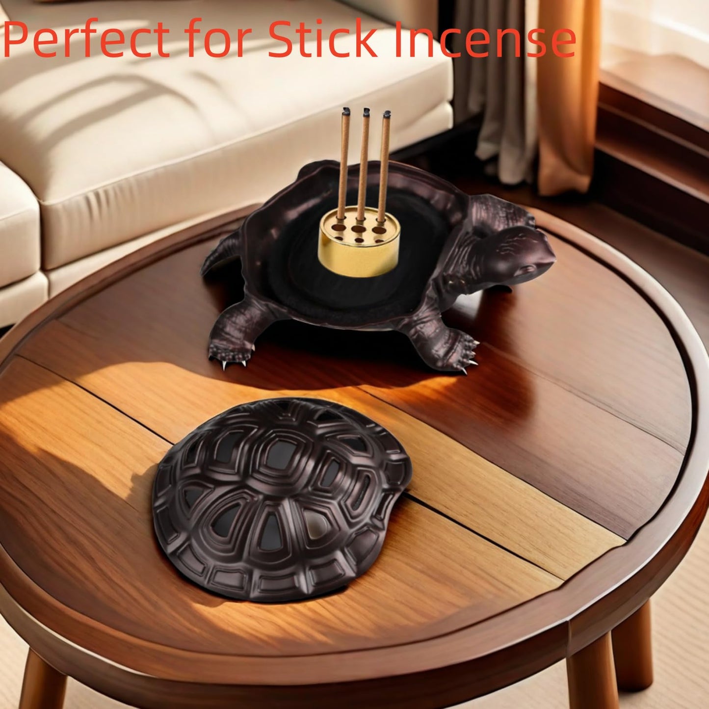 Incense Burner, Incense Holder with Incense Stick Holder, Vintage Censer Metal Turtle Ash Catcher, use for Stick or Coil Incense, Sage Cones and Frankincense
