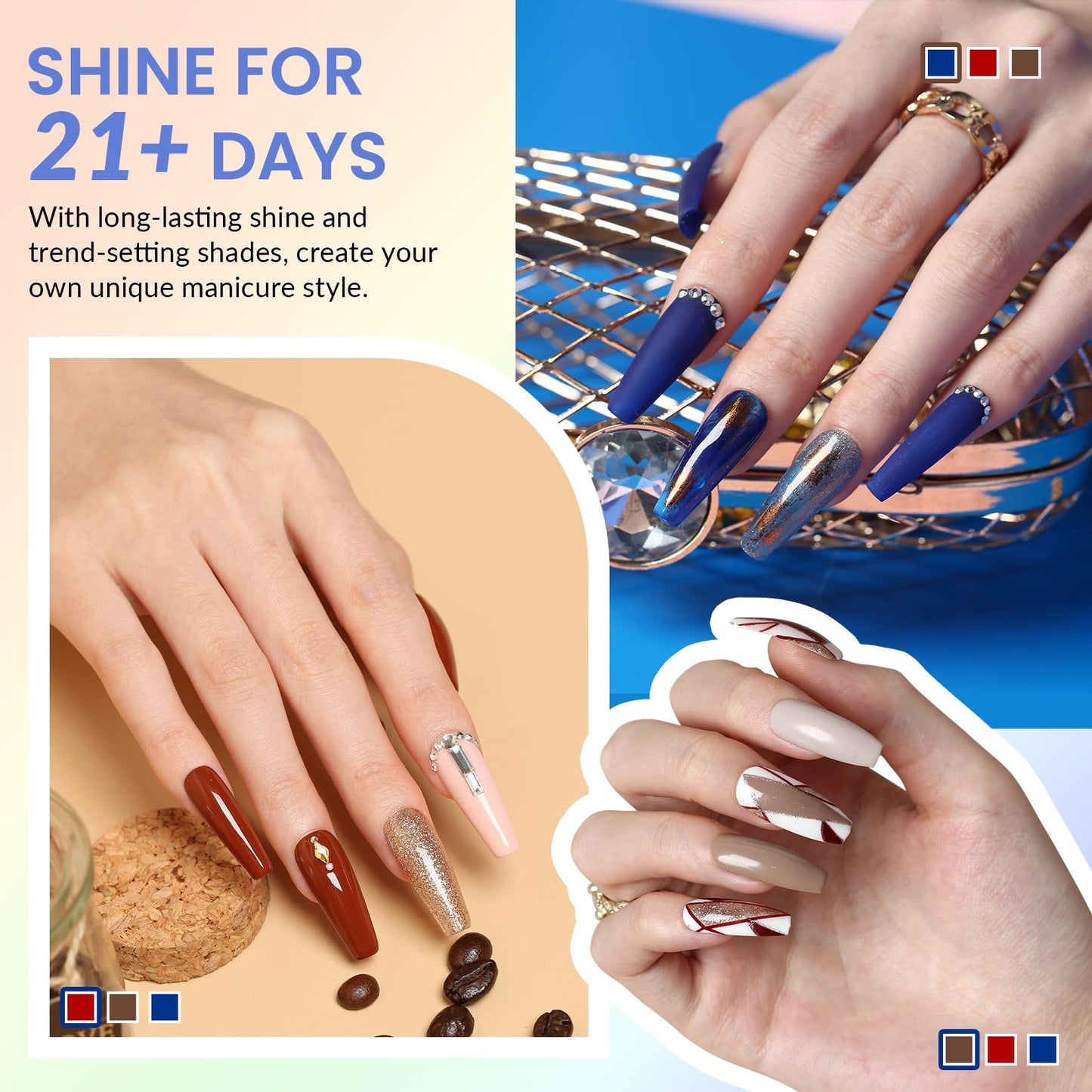 VANREESA 42 Pcs Gel Nail Polish Kit with U V Light 24 Popular Colors Gel Polish Nail Kit Green Blue Purple Pink Orange Complete Nail Kit with Manicure Tools Gifts for Women Girls