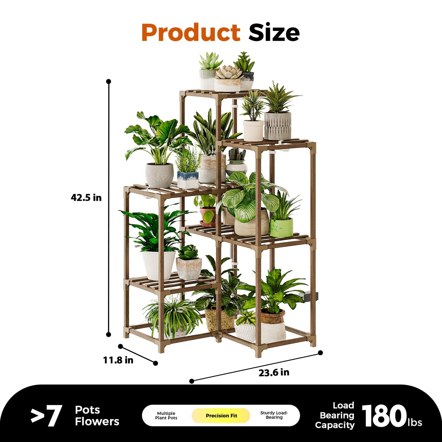 Bamworld Plant Stand with Grow Light for Indoor Plants Growing Corner Plant Shelf with Grow Lights for Living Room Patio Decor