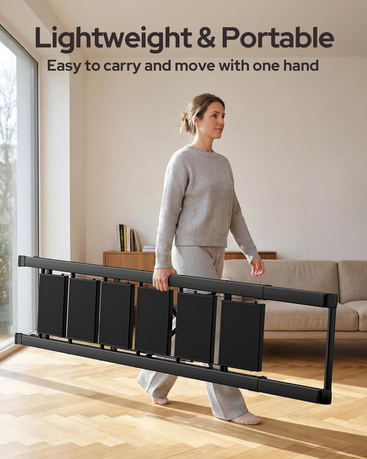 GameGem 6 Step Ladder for 12 Feet High Ceiling, Lightweight Aluminum Folding Step Stool with Convenient Handgrip, Stepladders with Anti-Slip and Wide Pedal for Home Use Space Saving - Black
