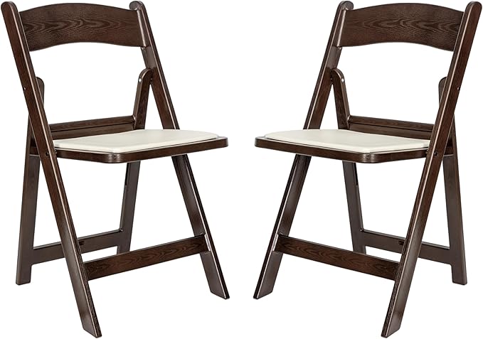 Flash Furniture Hercules Commercial Indoor/Outdoor Folding Event Chair, Wood Look, Weather-Resistant, Lightweight Design, Versatile Use, Set of 2, Dark Brown