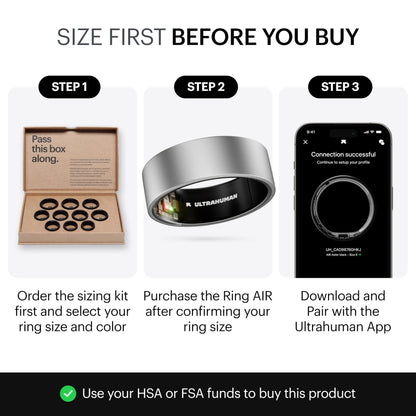 ULTRAHUMAN Ring AIR-Smart Ring Health Tracker, Size First Sizing Kit,Sleep Tracker,Smart Ring for Men/Women,Fitness Tracker (Made in The USA, Raw Titanium, 6)