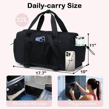 Gym Bag for Women Gym Duffle Bag with Shoe Bag and Wet Pocket Carry On Overnight Weekender Duffel Bag for Travel Sports Yoga