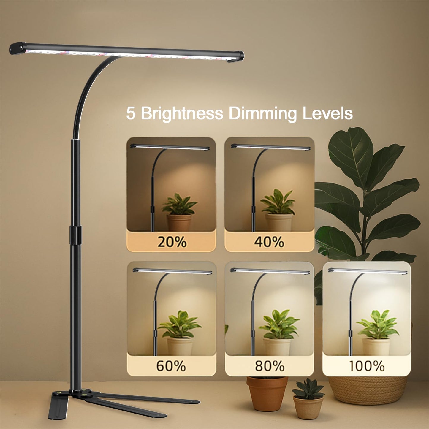 GYTF Super-Bright Plant Grow Light, 6000K 108LEDs Full Spectrum Plant Lamp with Timer 4/8/12Hrs & Height Extendable for Home Office Desktop Indoor Plants, 12V 3A High Power Output for Faster Growth