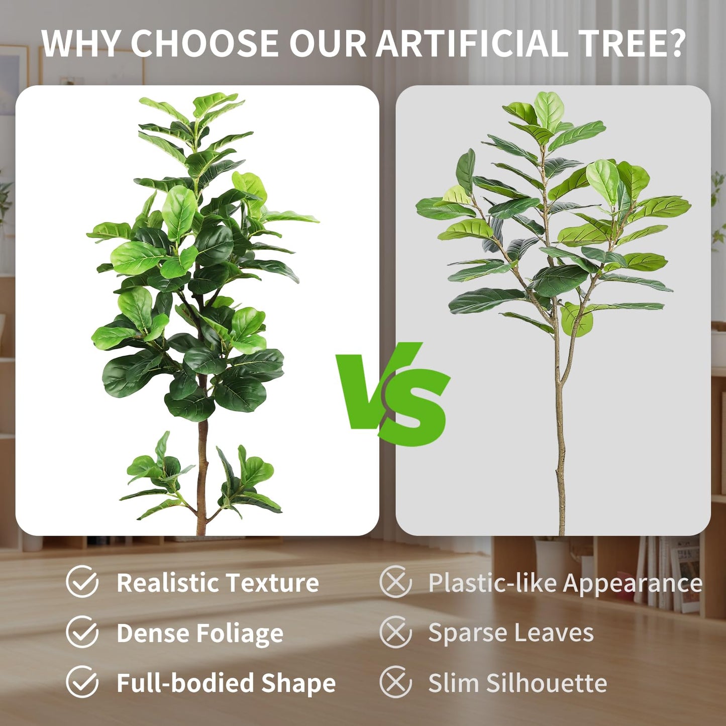 5FT Artificial Fiddle Leaf Fig Tree with White Planter & Fake Moss, Realistic Faux Ficus Lyrata Floor Plant for Indoor Home Office Decor, Housewarming Gift