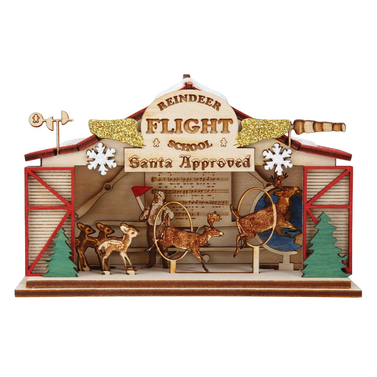 Ginger Cottages Reindeer Flight School Wooden 2020 Unique Christmas Ornament for Christmas Tree