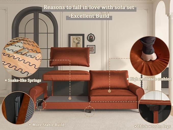 EASE MOOSE 88.5" Large Seat Velvet Loveseat Sofa, Modern Deep Seat Couches