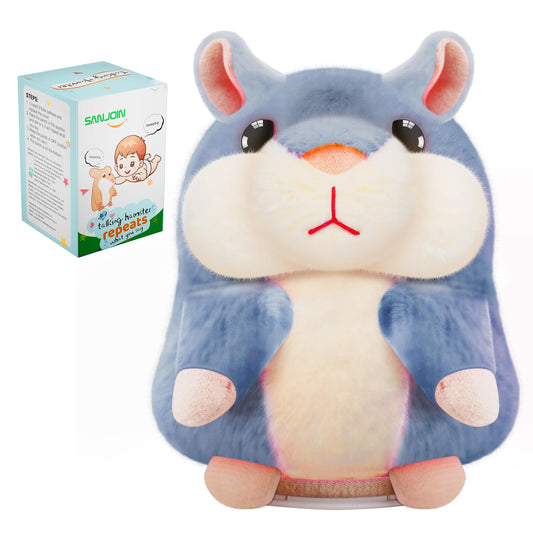 SANJOIN Kids Toddler Toys for Ages 2-4, Talking Hamster Repeats What You Say, Interactive Plush Repeating Toy for 2 3 4 5 6 8 Year Old Boy Girl Birthday Gift (Gray)